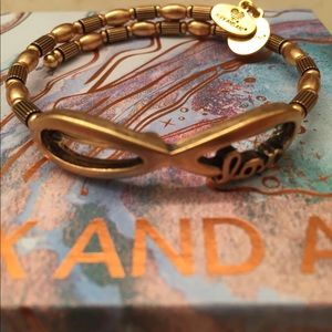 NEW Alex and Ani love infinity bangle in gold